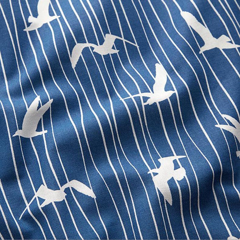 Tkanin dekoracyjna Half panama mewy – niebieski oceaniczny/biel,  image number 2