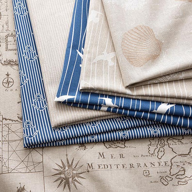 Tkanin dekoracyjna Half panama mewy – niebieski oceaniczny/biel,  image number 5