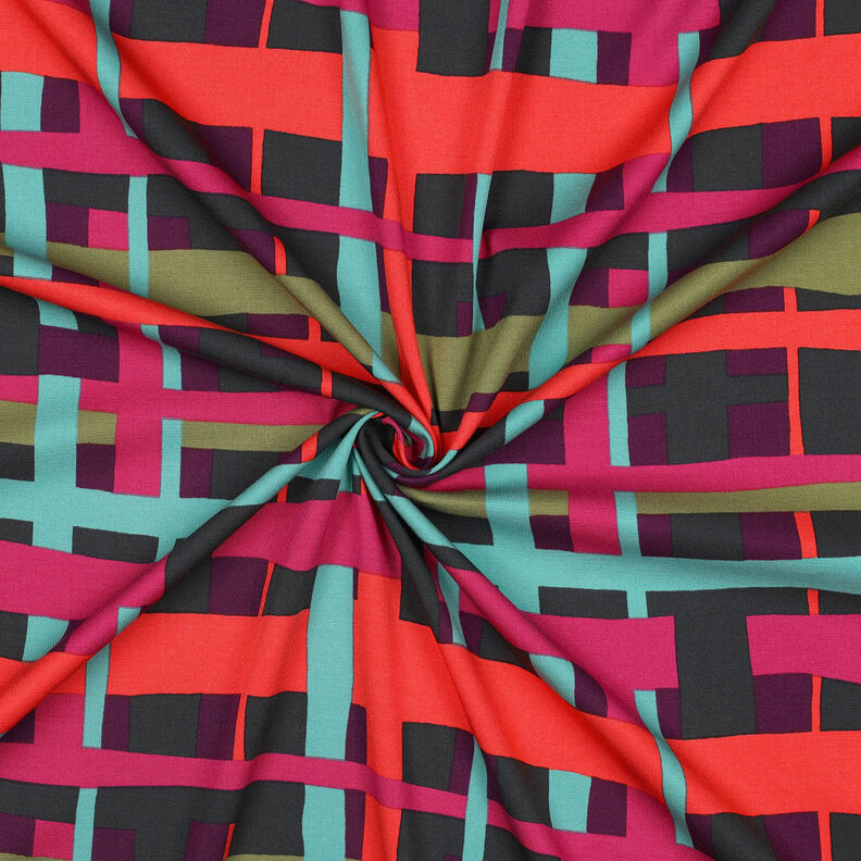 Tkanina wiskozowa stretch Line Layers | Nerida Hansen – merlot/pomarańcza, image number 3