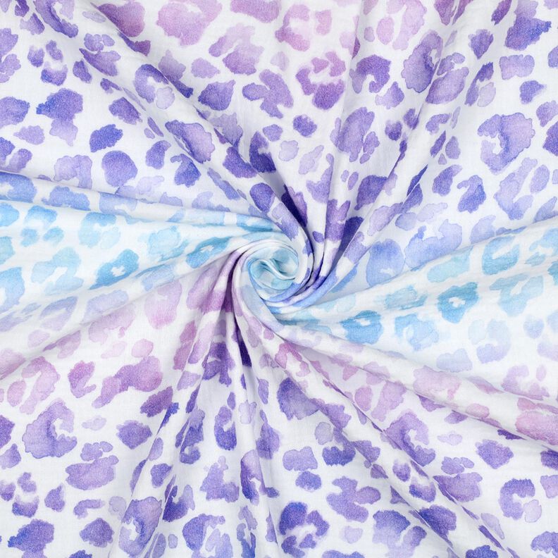 Muślin / Tkanina double crinkle panterka gradient nadruk cyfrowy | Poppy Fabrics – biel/niebieska,  image number 3