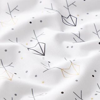 Tkanina bawełniana kreton abstrakcyjny jeleń – biel/złoto, 