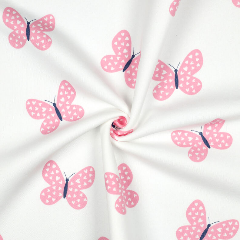 Dzianina dresowa drapana duże motyle | Poppy Fabrics – kość słoniowa/róż,  image number 3