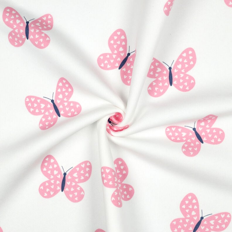 Dzianina dresowa drapana duże motyle | Poppy Fabrics – kość słoniowa/róż, image number 3