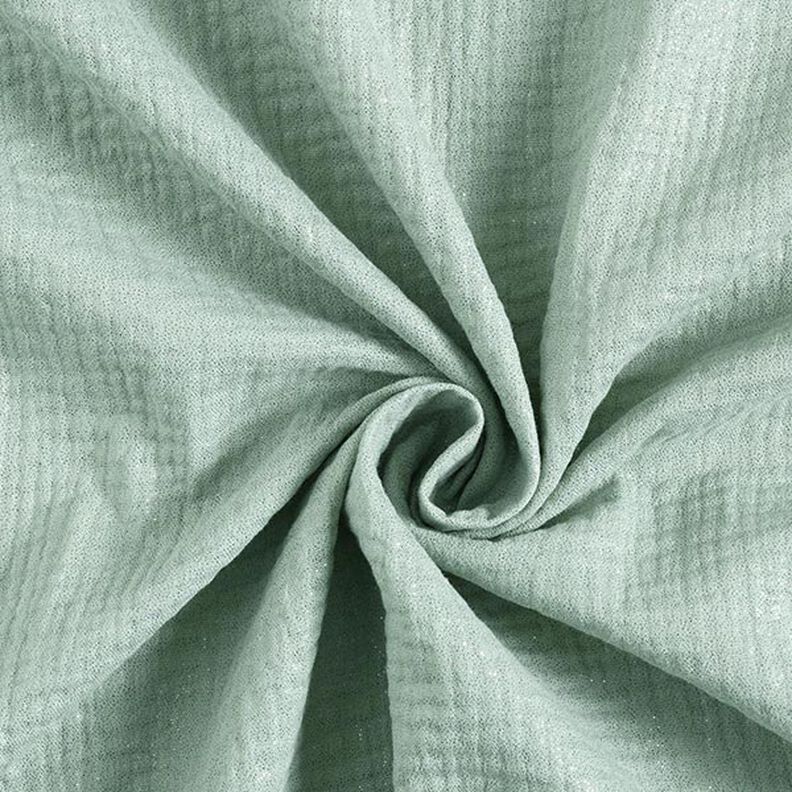 Muślin / Tkanina double crinkle drobne błyszczące kropki| by Poppy – zieleń trzcinowa,  image number 1