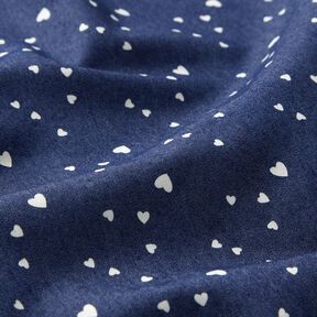 Chambray serduszka – granat/mleczna biel, 