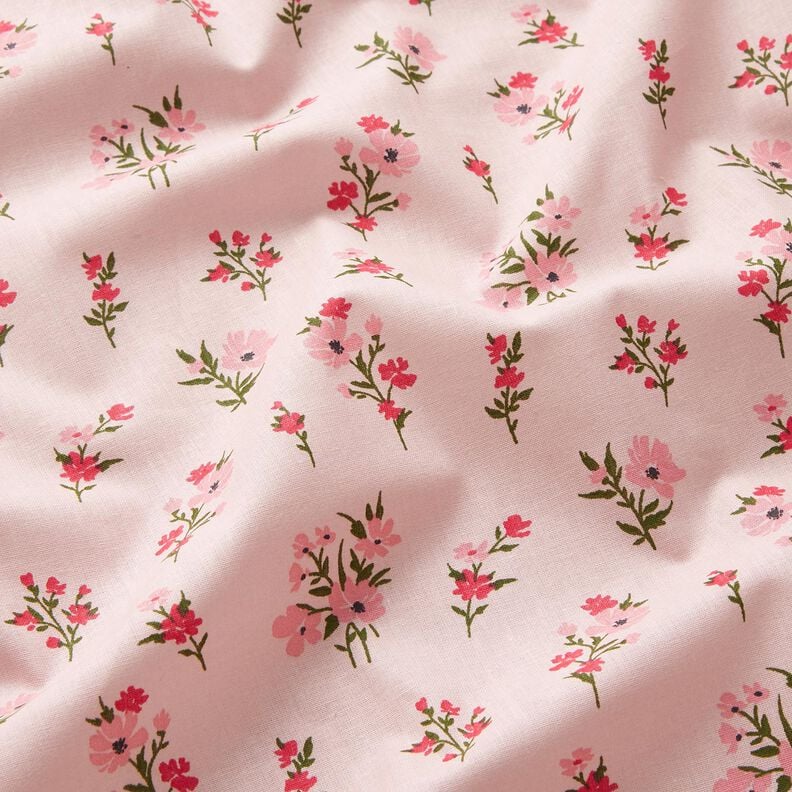 Tkanina bawełniana Kreton kwiaty mini – różowy/intensywny róż,  image number 2