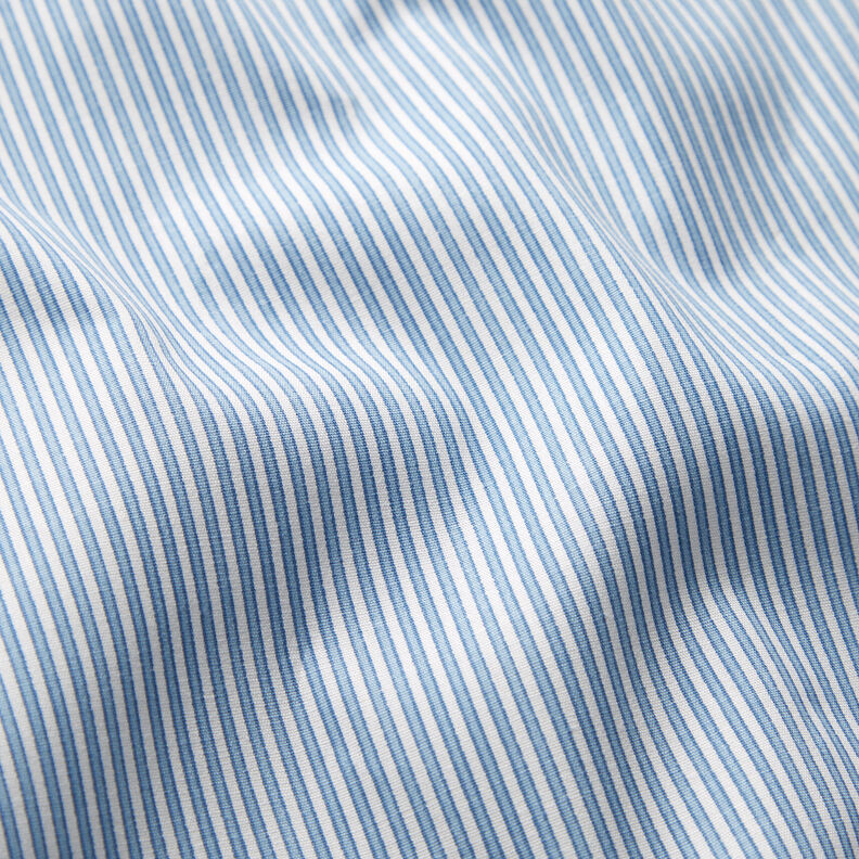 Tkanina koszulowa strecz w paseczki – biel/jasnoniebieski,  image number 2