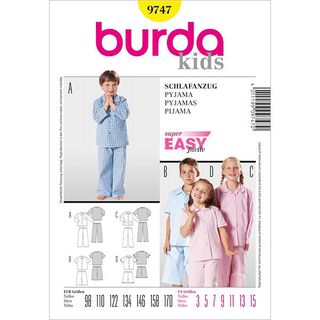 Piżama dla dzieci, Burda 9747, 