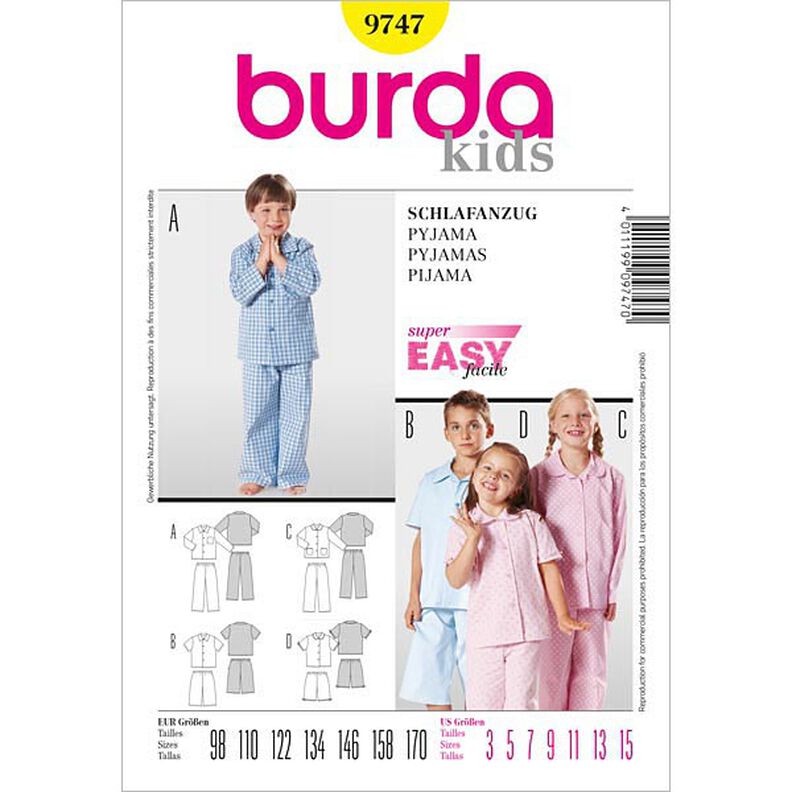 Piżama dla dzieci, Burda 9747,  image number 1