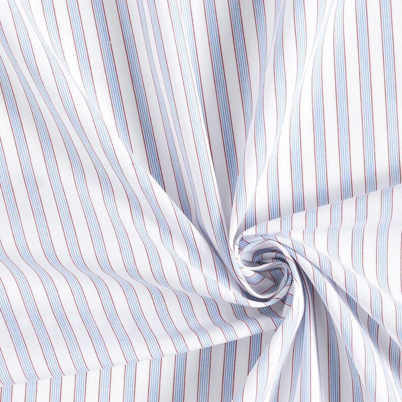 Tkanina bawełniana w dwukolorowe paski – biel/jasnoniebieski,  image number 3