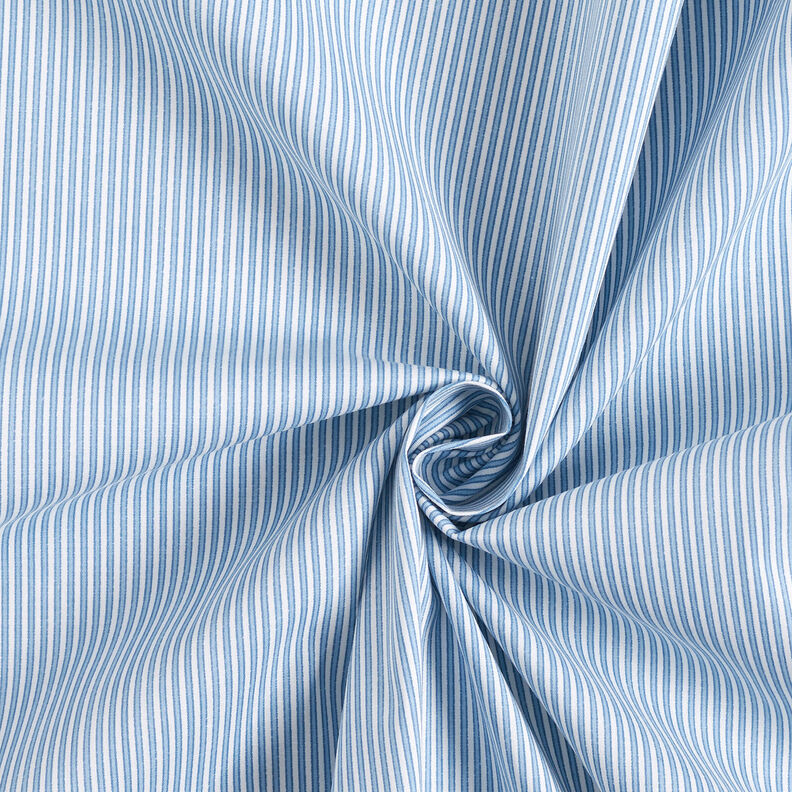 Tkanina koszulowa strecz w paseczki – biel/jasnoniebieski,  image number 4