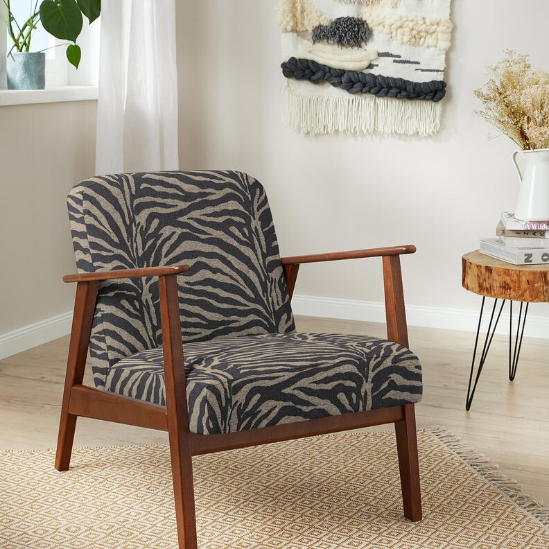 Tkanina tapicerska Żakard zebra – khaki/czerń, image number 7