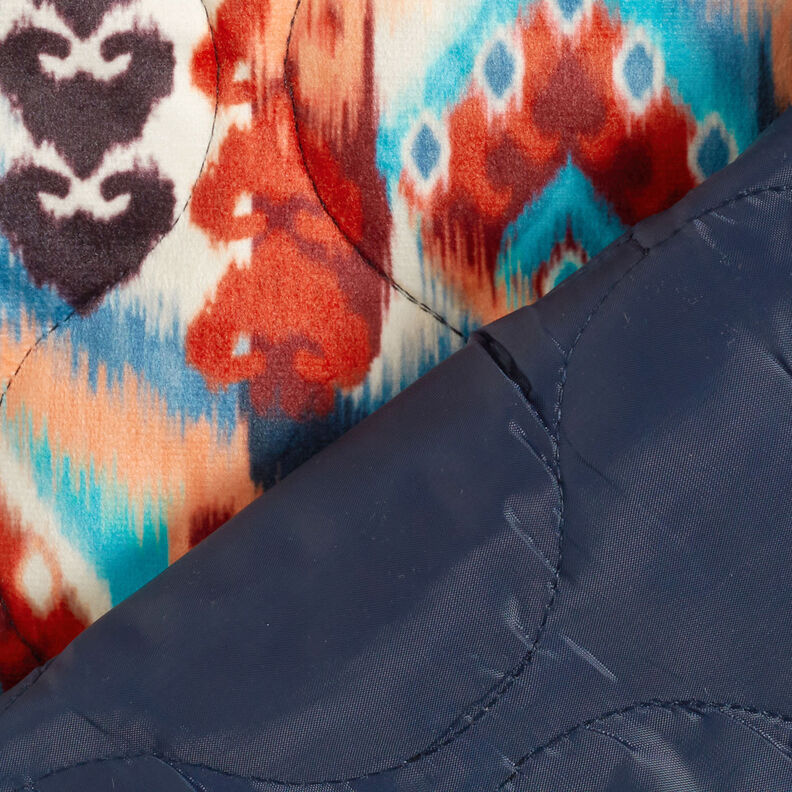 Welurowa tkanina pikowana, trójwarstwowa, wzór retro – mix kolorów,  image number 7