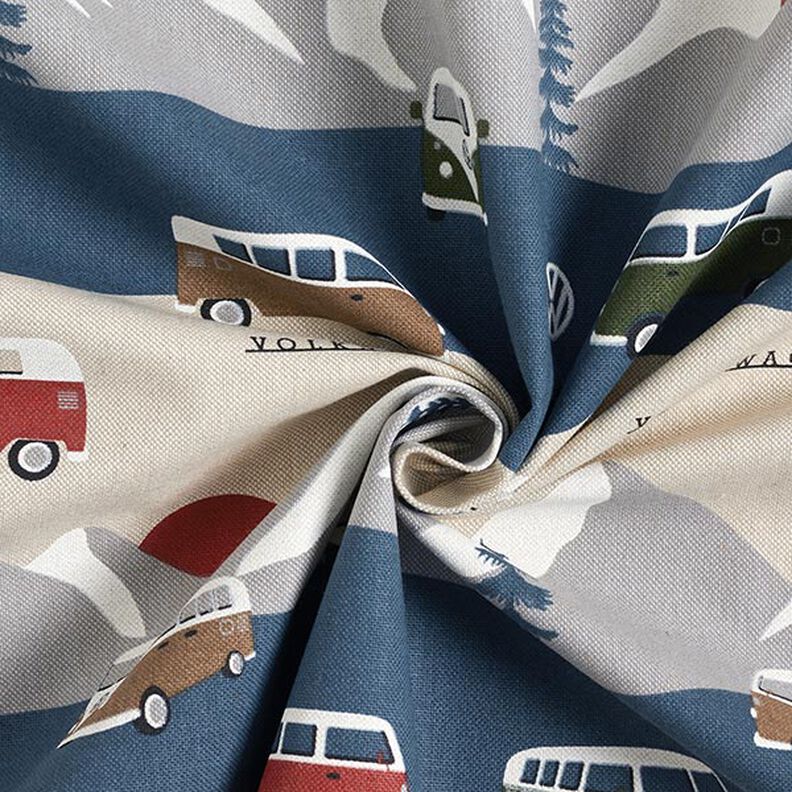 Tkanin dekoracyjna Half panama Przygoda w VW – dżins/naturalny,  image number 3