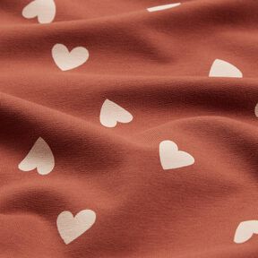 Dzianina dresowa p?telkowa French Terry rozproszone serca &ndash; ciemnoczerwony, 