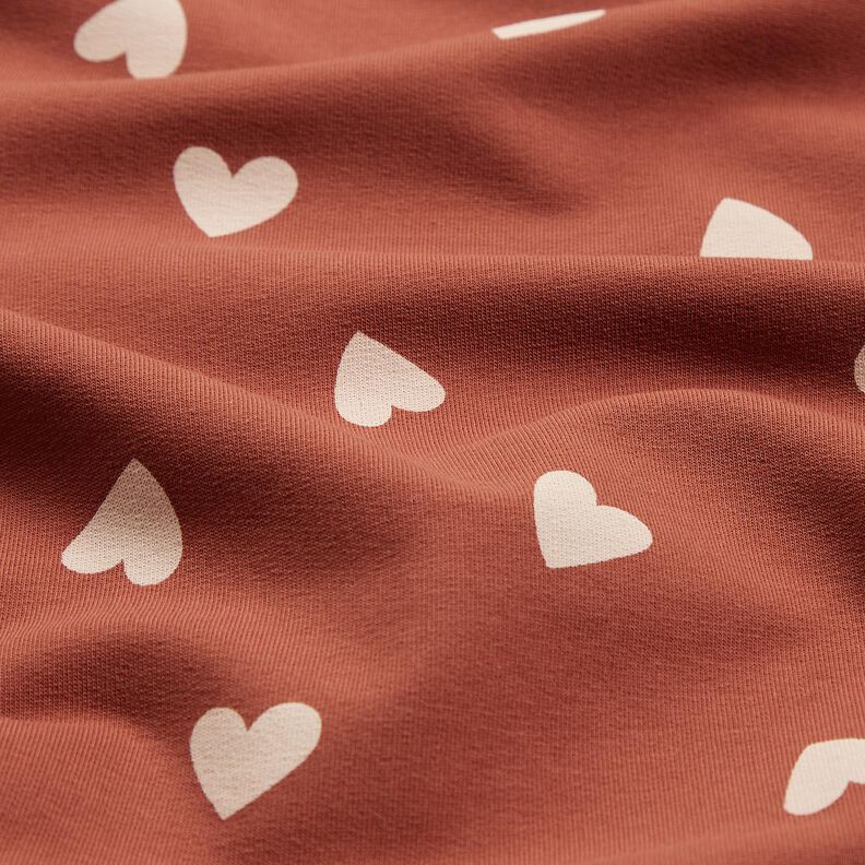 Dzianina dresowa p?telkowa French Terry rozproszone serca &ndash; ciemnoczerwony,  image number 2