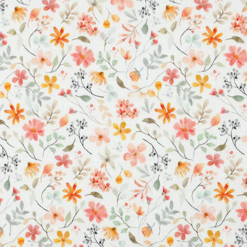Muślin / Tkanina double crinkle kolorowa łąka kwietna nadruk cyfrowy | Poppy Fabrics – kość, image number 1