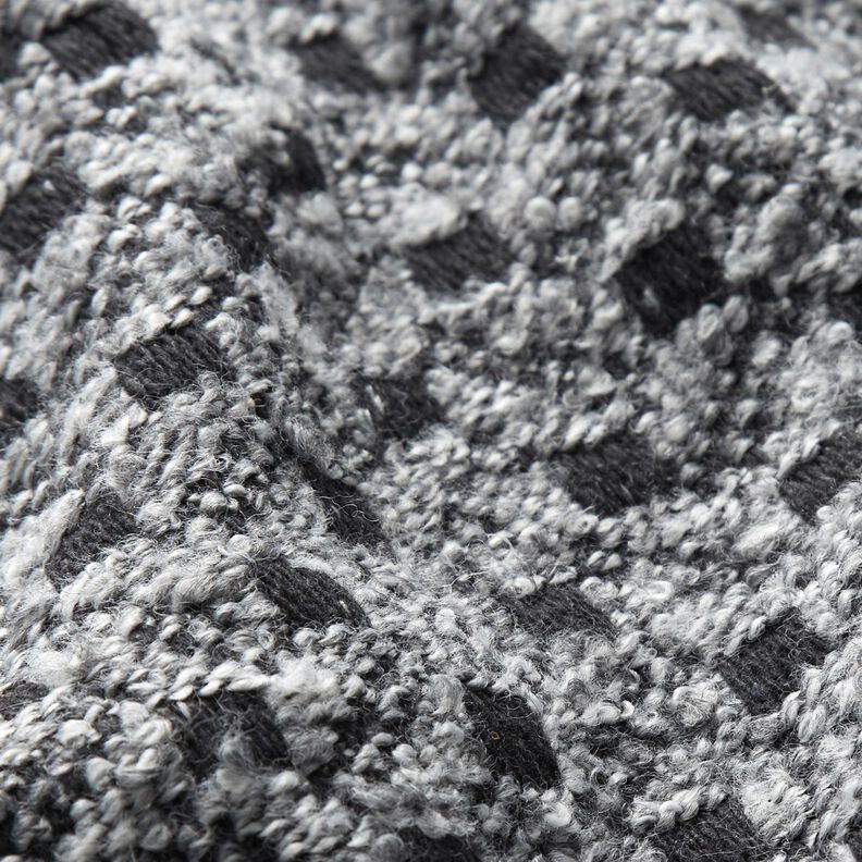 Materiał na płaszcze w kwadraciki – jasnoszary/czerń, image number 3