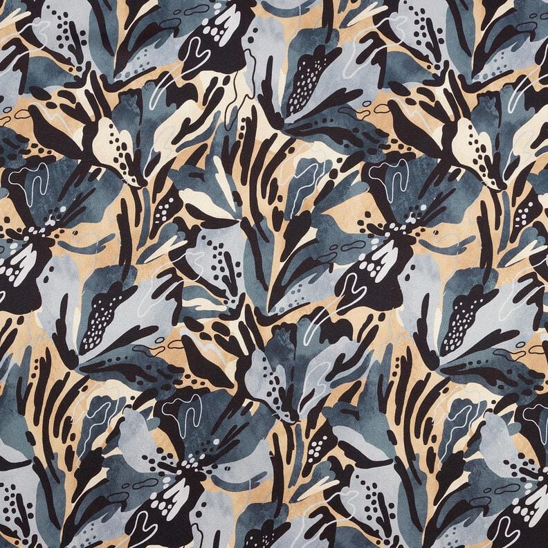 Satyna krepowa w rośliny morskie – szary łupek/beż,  image number 1