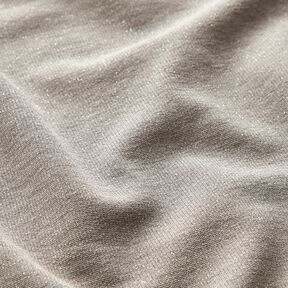 Dzianina żakardowa, błyszczący melanż – beż/srebrny metaliczny, 
