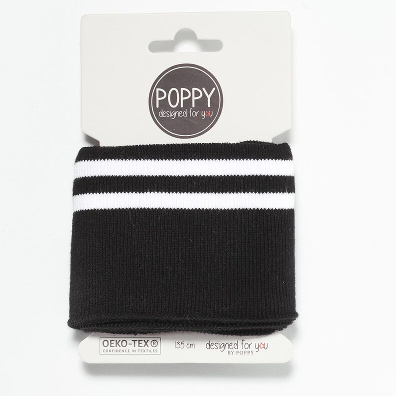 Cuff Dzianina ściągaczowa paski – czerń/biel,  image number 1