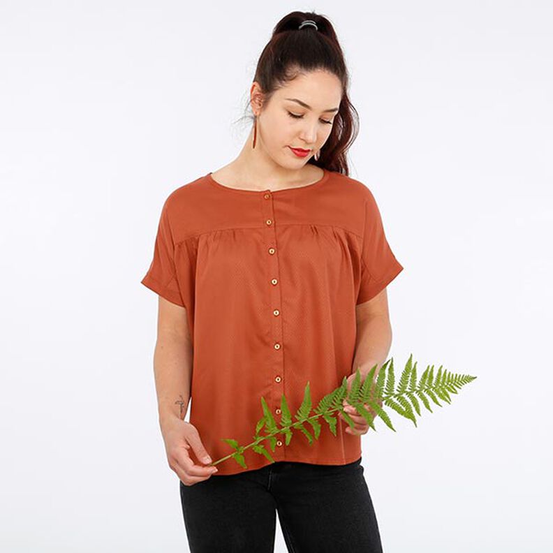FRAU SUZY – luźna bluzka z krótkim rękawem i marszczeniami, Studio Schnittreif | XS - XXL,  image number 4