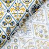 Tkanina bawełniana Kreton kwiatowe kafelki – biel/niebieski brylantowy,  thumbnail number 4
