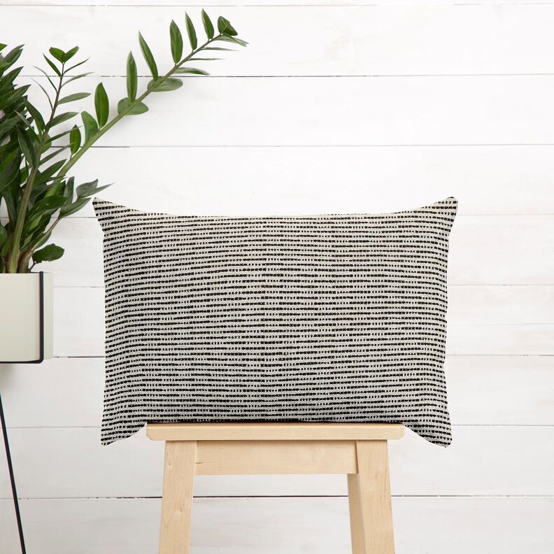 Tkanin dekoracyjna Żakard rustykalne paski – czerń/naturalny,  image number 6