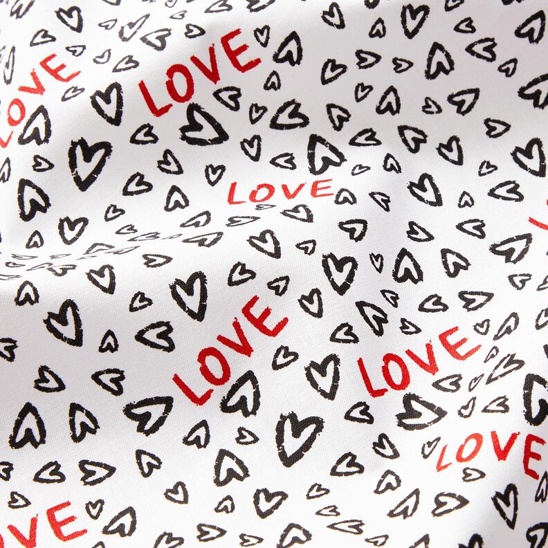 Tkanina bawełniana Kreton Love – biel/czerń, image number 2