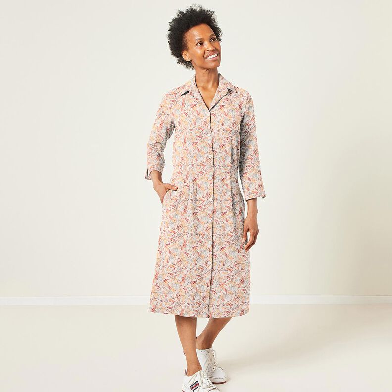 Popelina bawełniana drobne jesienne gałązki | Katia Fabrics – naturalny/czerwień karminowa, image number 6