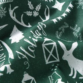 Tkanina bawełniana Kreton Wesołych Świąt – świerk srebrny/biel, 