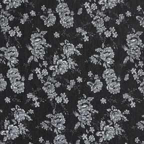 Chambray małe róże – czerń/biel, 
