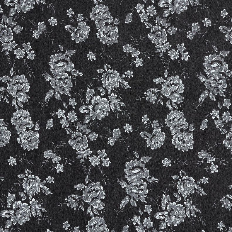 Chambray małe róże – czerń/biel,  image number 1