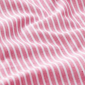 Mieszanka bawełny i lnu w podłużne paski – pink/biel, 