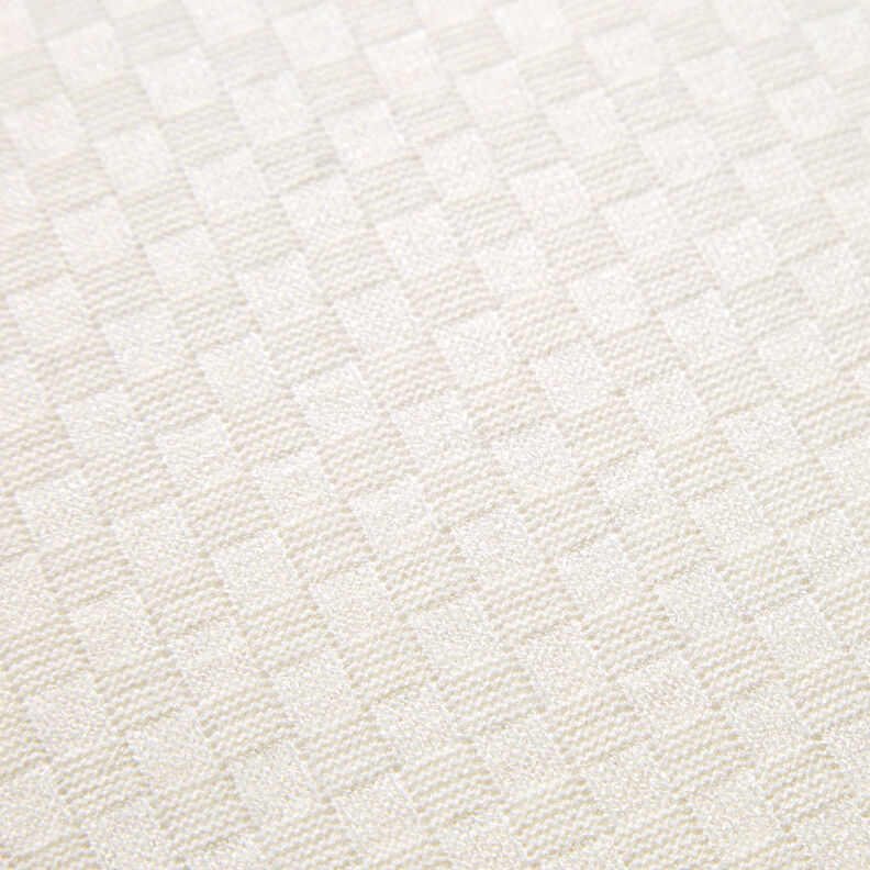 Dzianina o drobnych oczkach, teksturowana kratka – mleczna biel,  image number 6