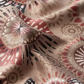Tkanin dekoracyjna Żakard elegancka mandala – ciemny szarobrązowy/burgund, 