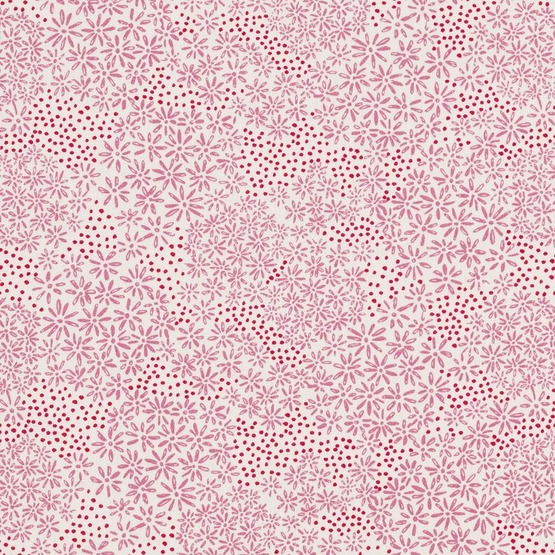 Popelina bawełniana nasiona kwiatów – biel/pastelowy fiolet,  image number 1
