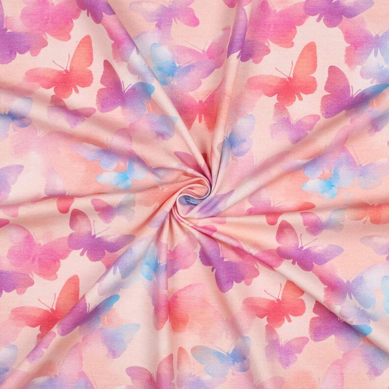 Dżersej bawełniany kolorowe motyle nadruk cyfrowy | Poppy Fabrics – różowy/błękit,  image number 3