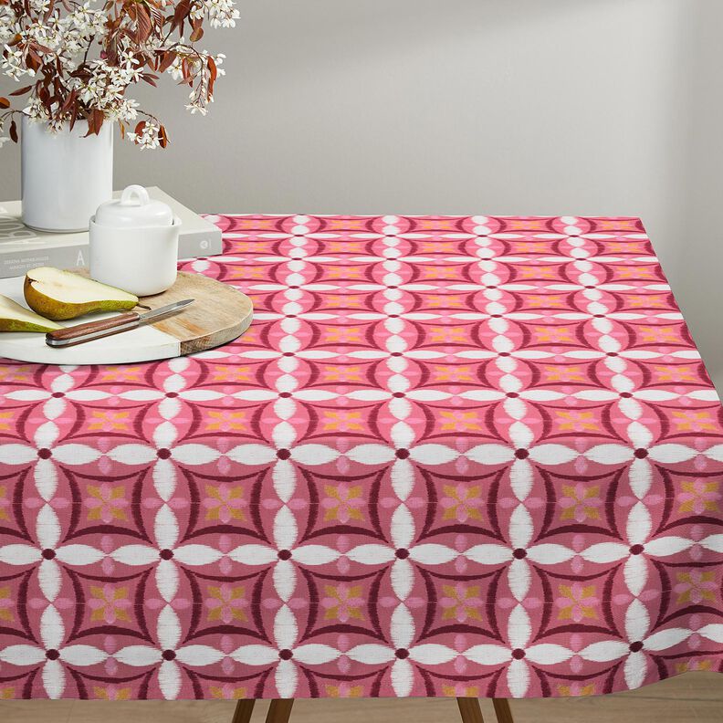 Tkanin dekoracyjna Płótno wygląd dużego haftu – pink/kość słoniowa, image number 7