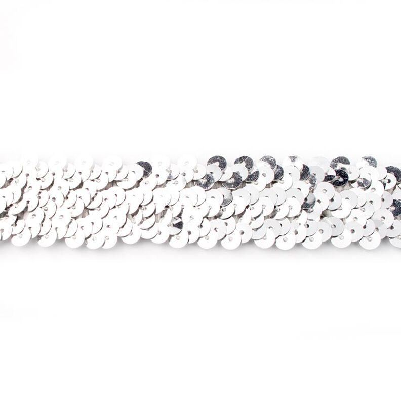 Elastyczna bordiura z cekinami [30 mm] – srebrny metaliczny,  image number 1