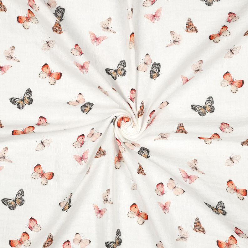 Muślin / Tkanina double crinkle śliczne motyle nadruk cyfrowy | Poppy Fabrics – kość,  image number 3
