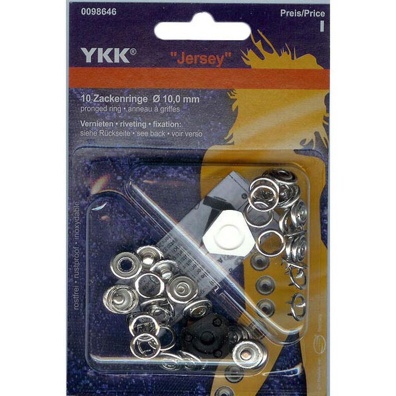 Zatrzask bez szycia Dżersej 8 – srebro | YKK,  image number 1