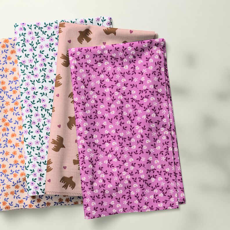 GOTS Popelina bawełniana drobne kwiatuszki | Poppy Fabrics – naturalny/brzoskwiniowopomarańczowy, image number 6