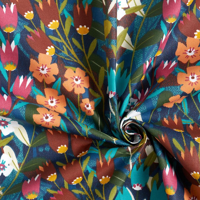 Bawełna powlekana mieszanka kwiat&oacute;w &ndash; petrol/burgund,  image number 3