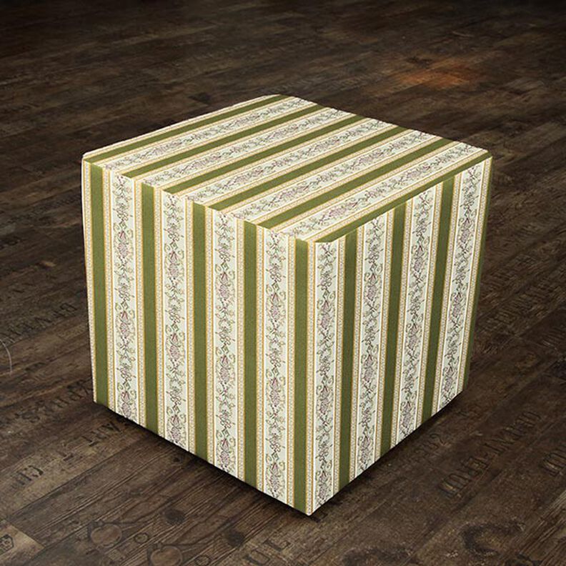 Tkanina meblowa żakardowa Biedermeier w paski – krem/oliwka,  image number 6