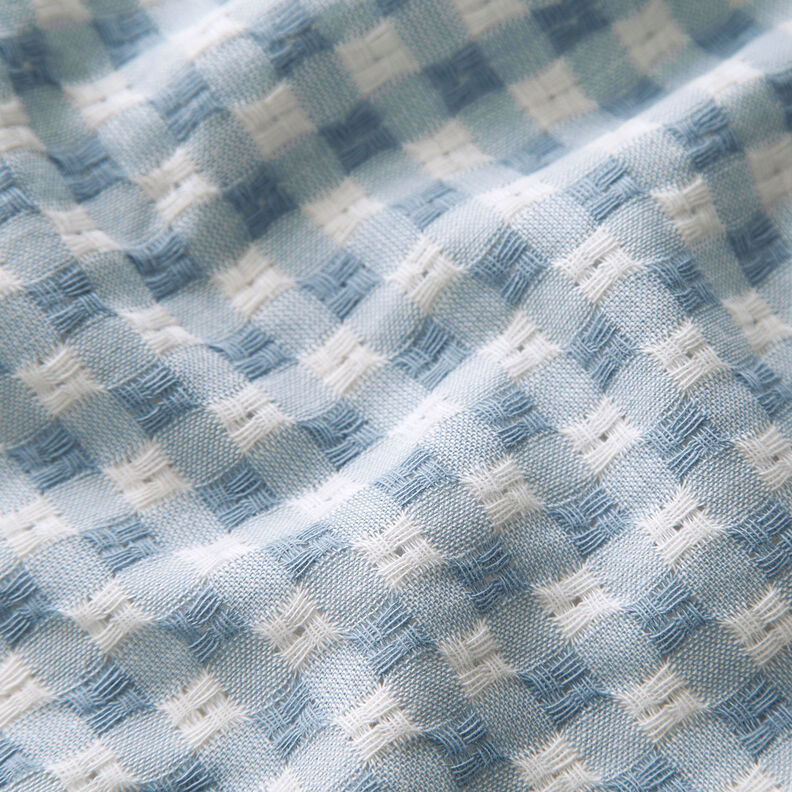 Tkanina bawełniana ze strukturą w kratkę – biel/jasnoniebieski,  image number 2