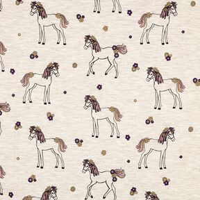 Dżersej bawełniany koń z brokatowych kwiatów | Poppy Fabrics – naturalny/złoto, 