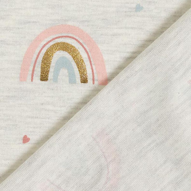Dżersej bawełniany tęcze Nadruk foliowy – naturalny/jasnoszary,  image number 5