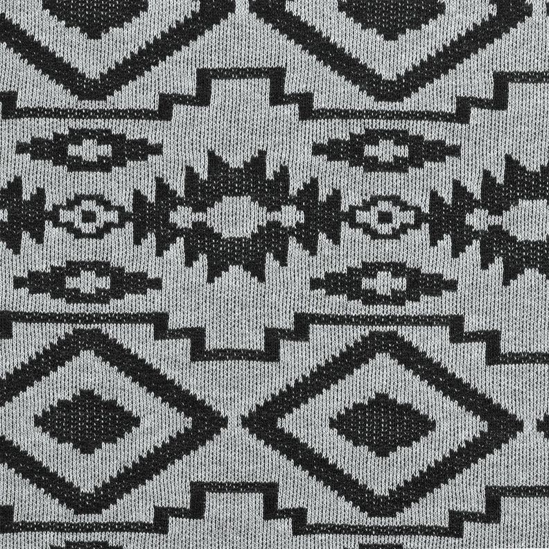 Dzianina swetrowa we wzór Ikat – szary/czerń,  image number 1