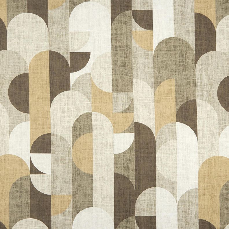 Tkanina zaciemniająca abstrakcyjne łuki – khaki/jasny kreci, image number 1